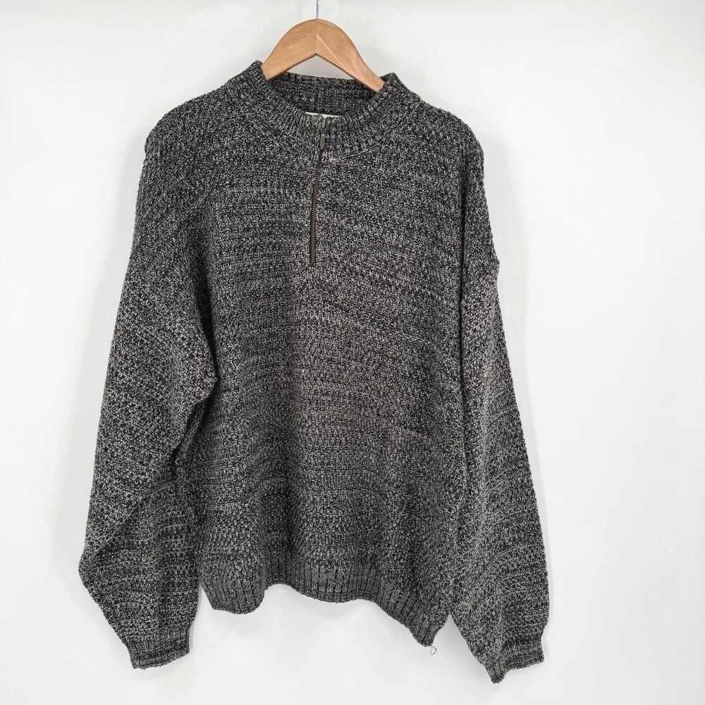 Great Lakes Recreation‎ Grey/Black 1/4 Zip Pullover Knit Sweatshirt Men's XL